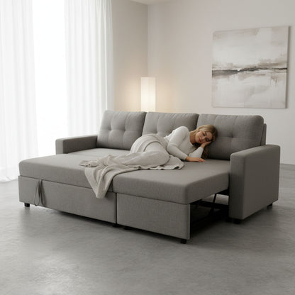 Convertible L Shaped Sectional Sleeper Sofa Bed, Saving Pull Out Couch