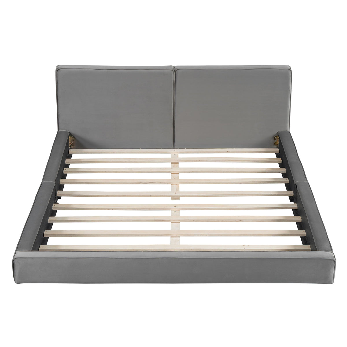 Upholstered Platform Bed, Grounded Bed With Solid Frame