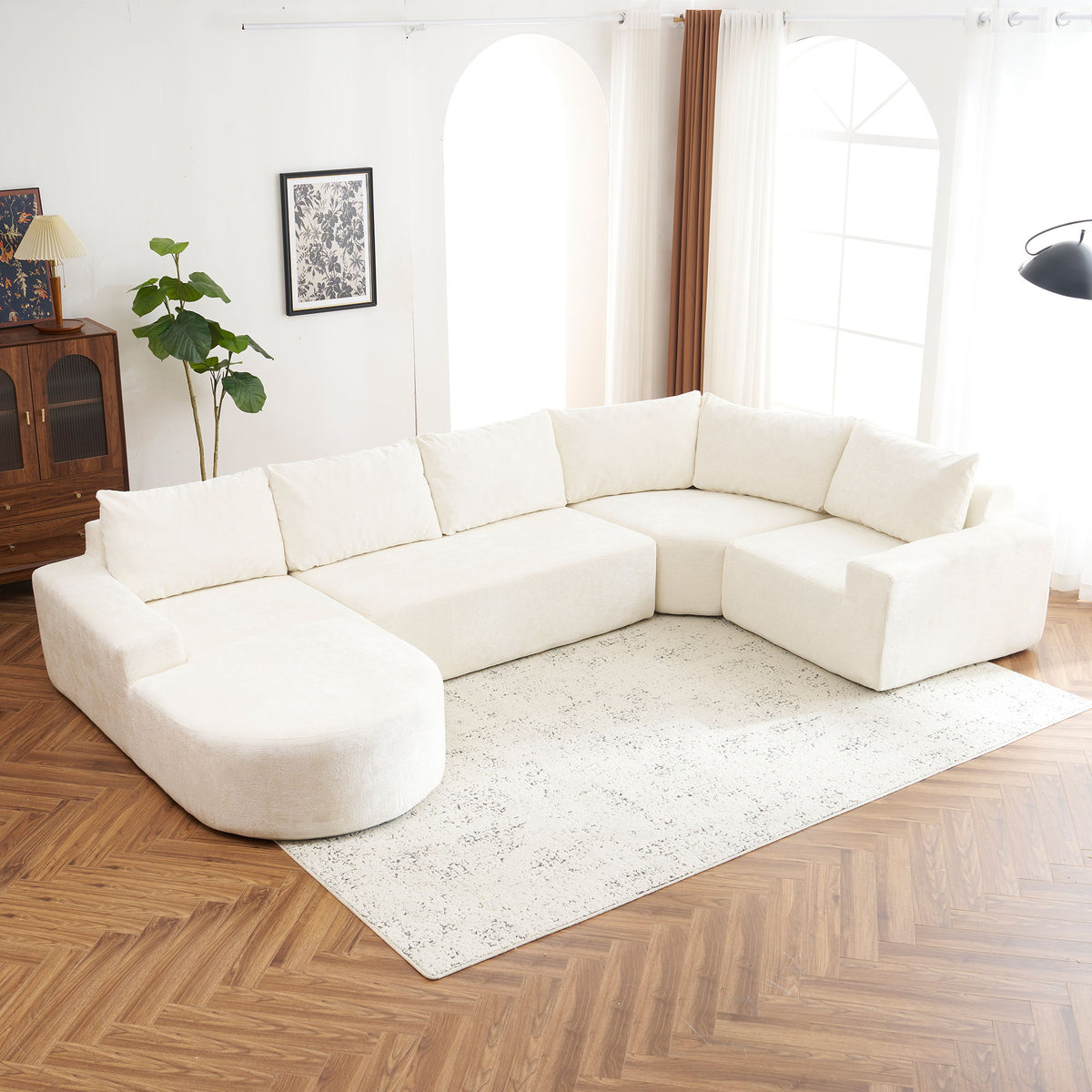 U-Shaped Oversized Modular Cloud Sectional Sofa With Deep Seat For Living Room