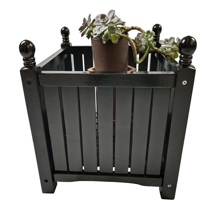 Outdoor Square Flower And Herb Pot For Garden, Porch And Patio Outside Plant And Vegetable Container, Planter - Black