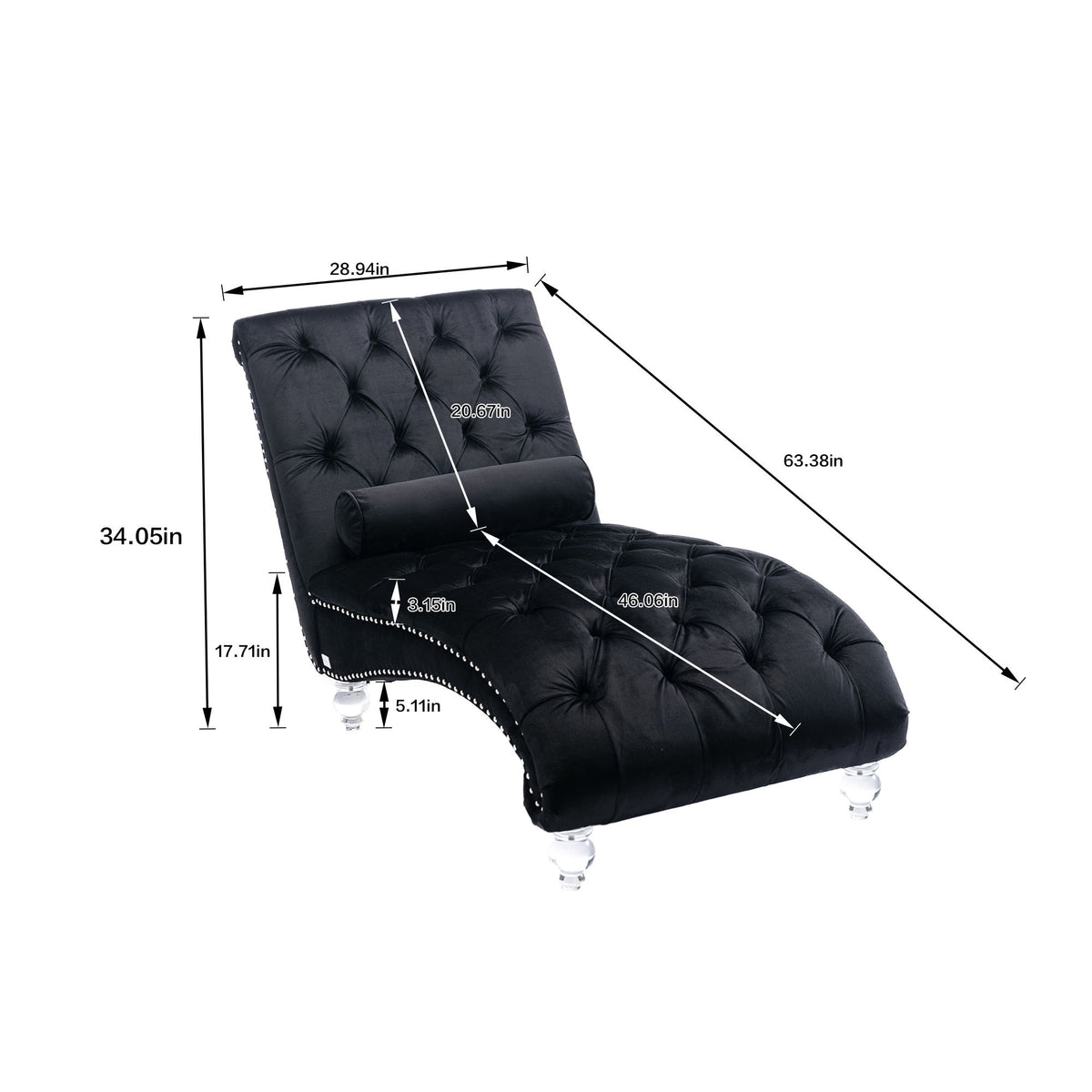 Chaise Lounge Indoor, Button Tufted Upholstered Chaise Lounge Chair With Pillow