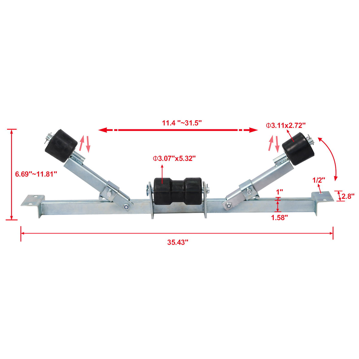 Heavy Duty Boat Trailer Support Bracket With Keel Rollers