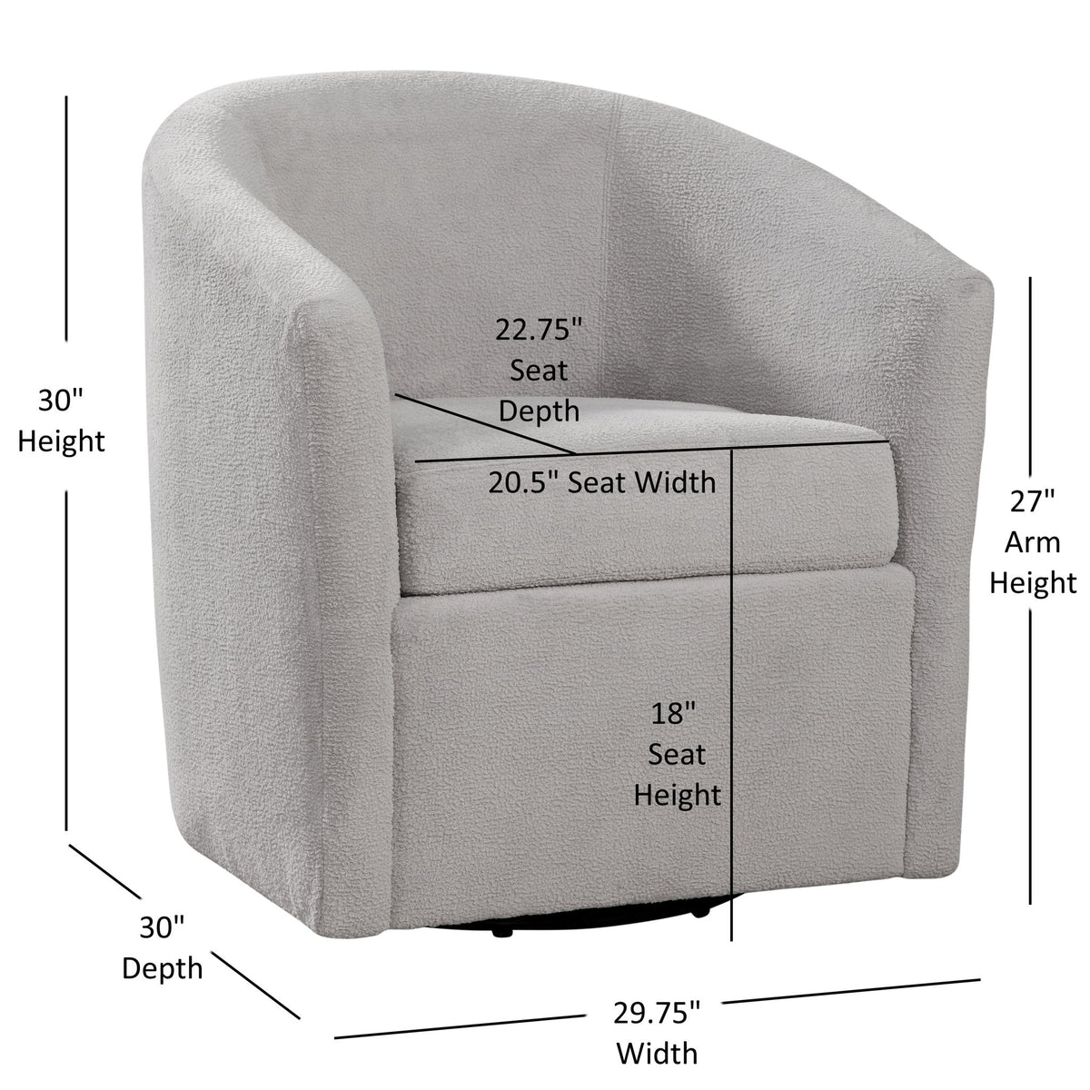 Oaklynn - Barrel Style Swivel Accent Chair