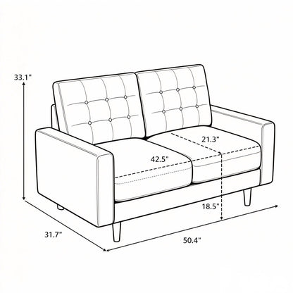 Loveseat Sofa, Tufted Back Upholstered 2 Seat Couch