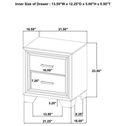 Funston - 2 Drawer Nightstand - Brown Oak