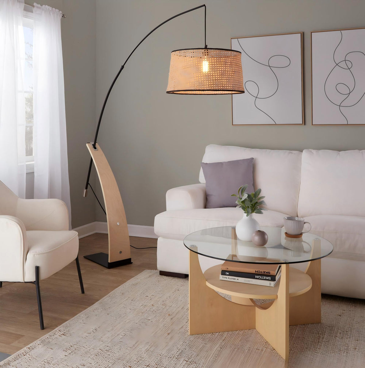 Robyn - Salon Floor Lamp - Natural / Black