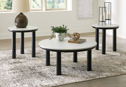 Xandrum - Occasional Table Set (Set of 3) - Black / White