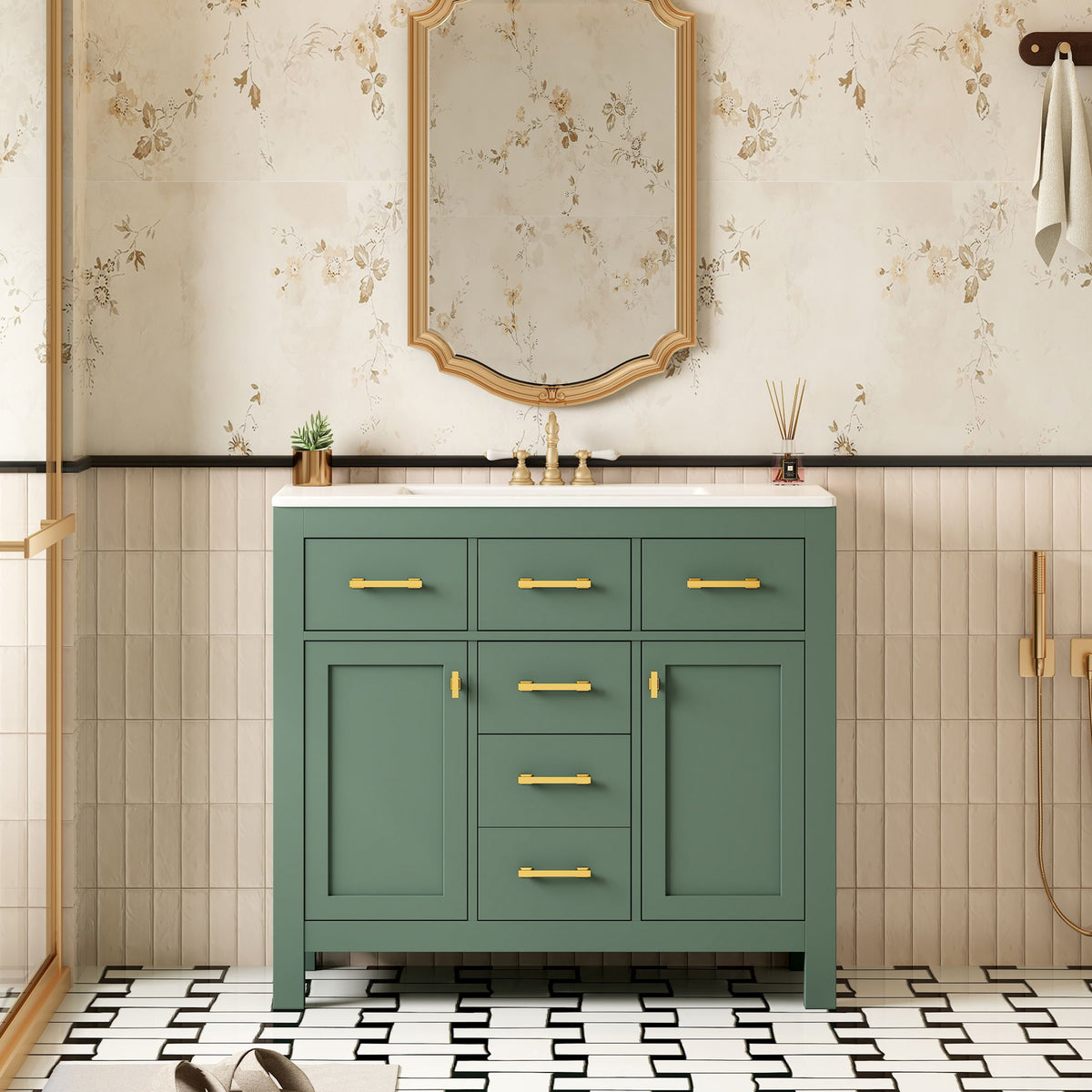 Bathroom Vanity With Sink, Cabinet With 4 Drawers & 2 Soft Close Doors, Rectangular Storage Unit For Bathroom