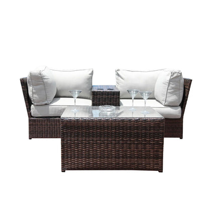 Handcrafted 2 Piece Outdoor Rattan Seating Group With Cushions - Espresso