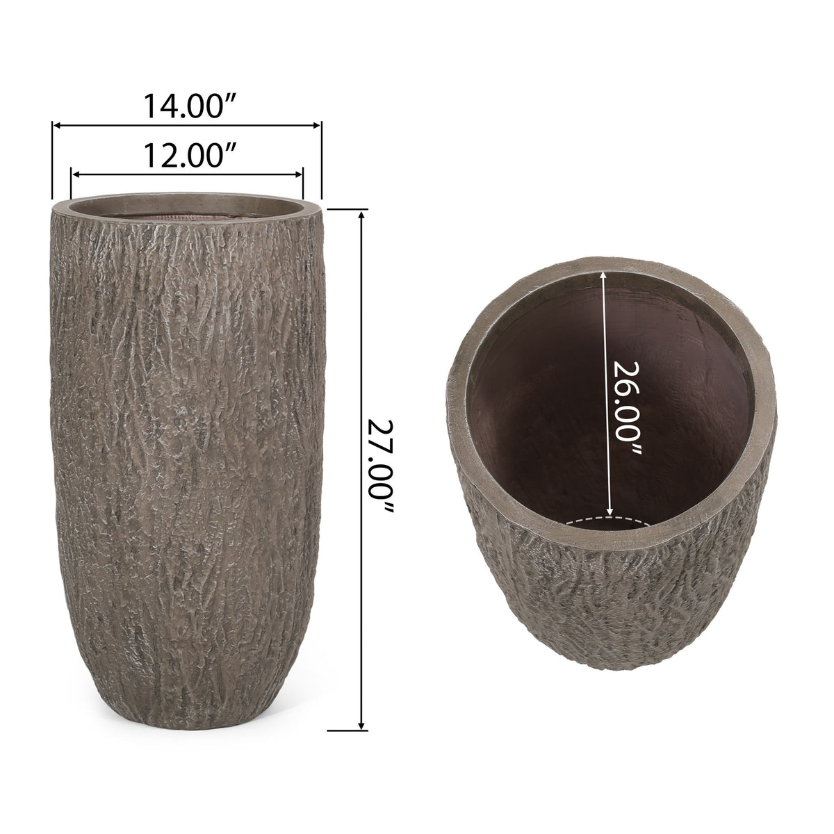 Magnesium Oxide Planter For Outdoor Use - Natural Wood