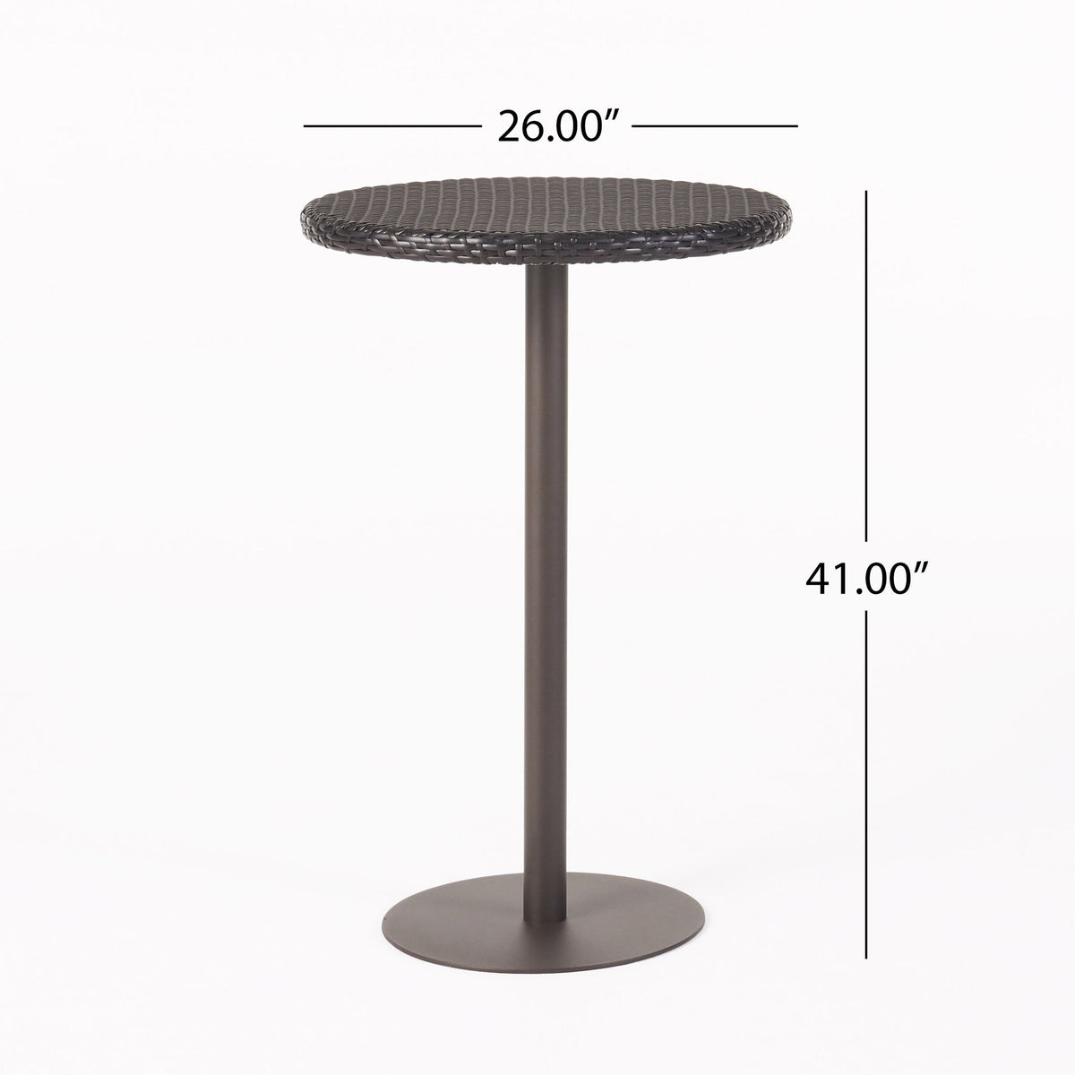 Outdoor Round Rattan Bar Table With Iron Frame - Multi Brown