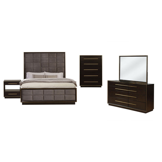 Prescott - 5 Piece California King Bedroom Set - Dark Brown