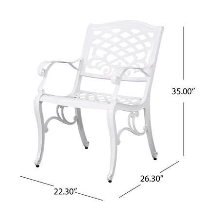 Unravel - Outdoor Arm Chair With Scroll Design And Floral Accents (Set of 2) - White
