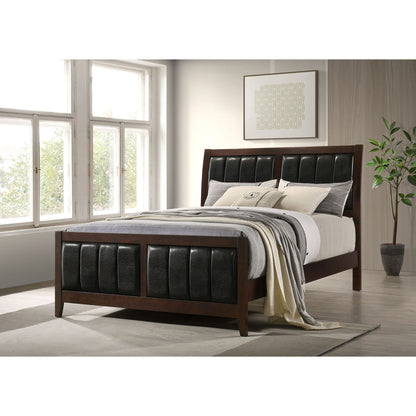 Queen Panel Bed With Upholstered Headboard And Footboard - Brown
