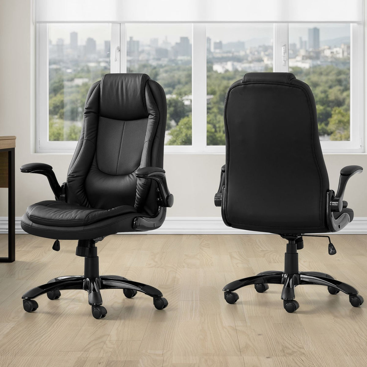 Office Chair, Adjustable Height, Swivel, Ergonomic, Armrests, Contemporary & Modern - Black