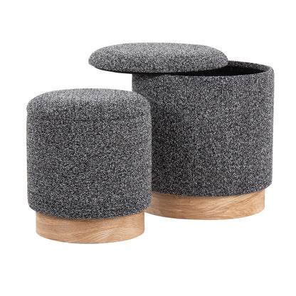 Marla - Contemporary Nesting Ottoman Set - Natural / Black