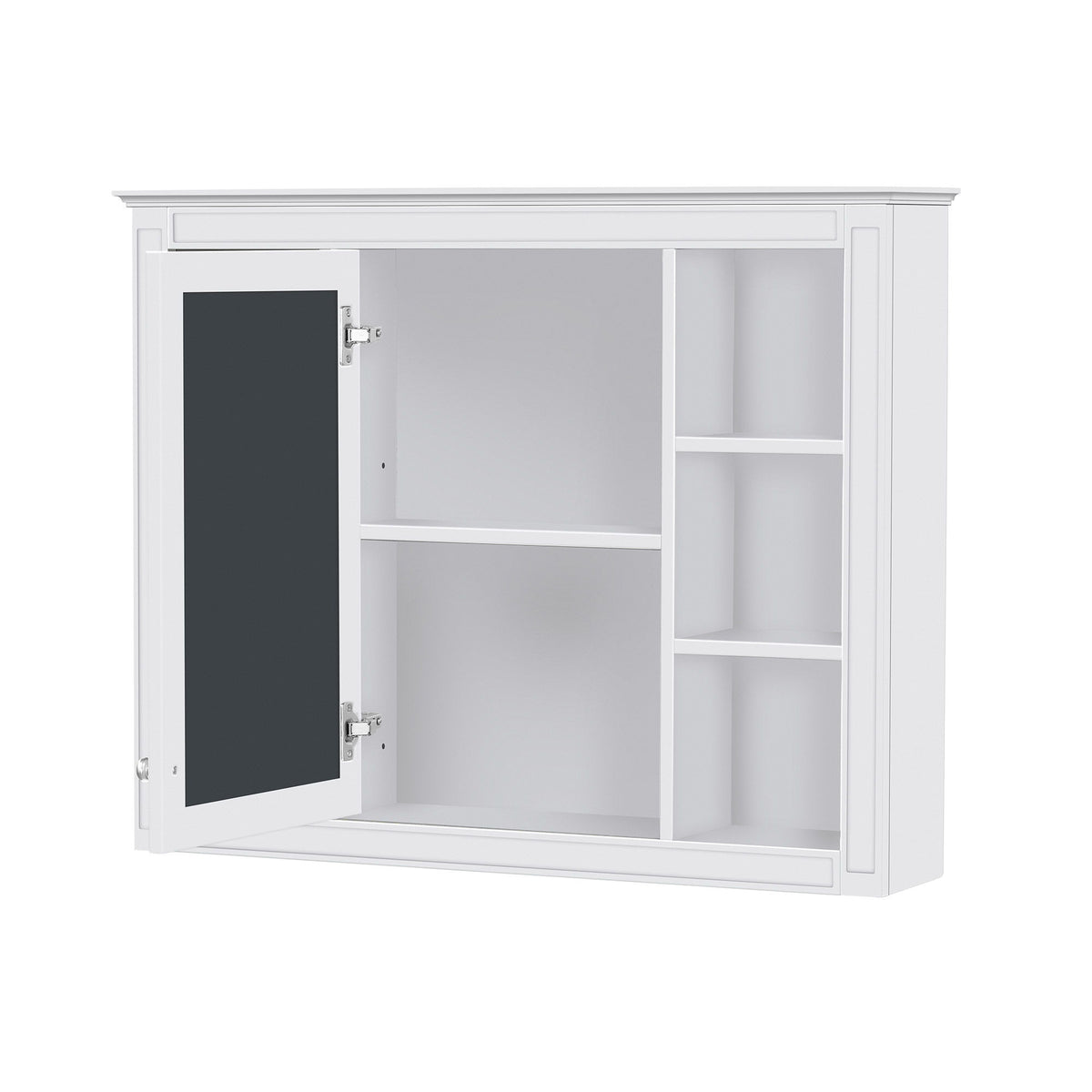 Wall Mounted Medicine Cabinet With Mirror, Storage Cabinet Featuring 6 Open Shelves And Adjustable Interior