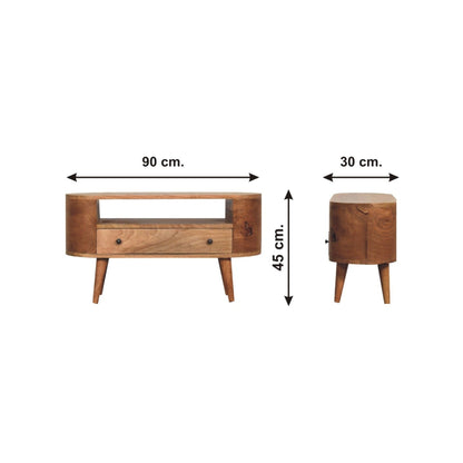 Modern Mini Rounded Entertainment Unit - Oak