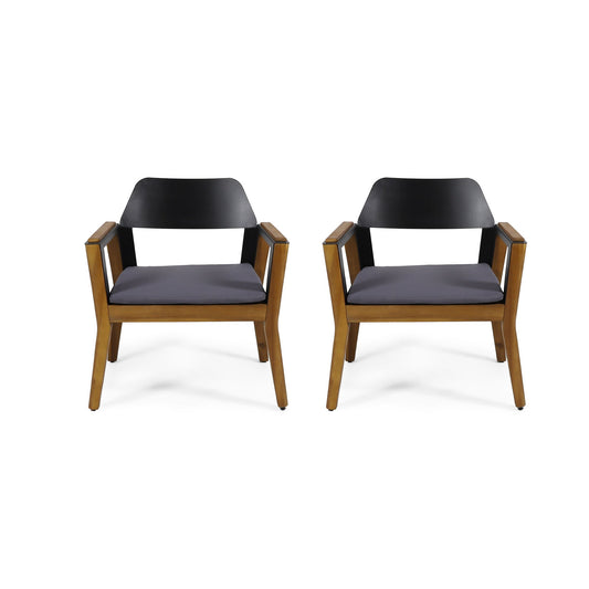 Soho - Transitional Style Outdoor Club Chair (Set of 2) With Cushions - Teak