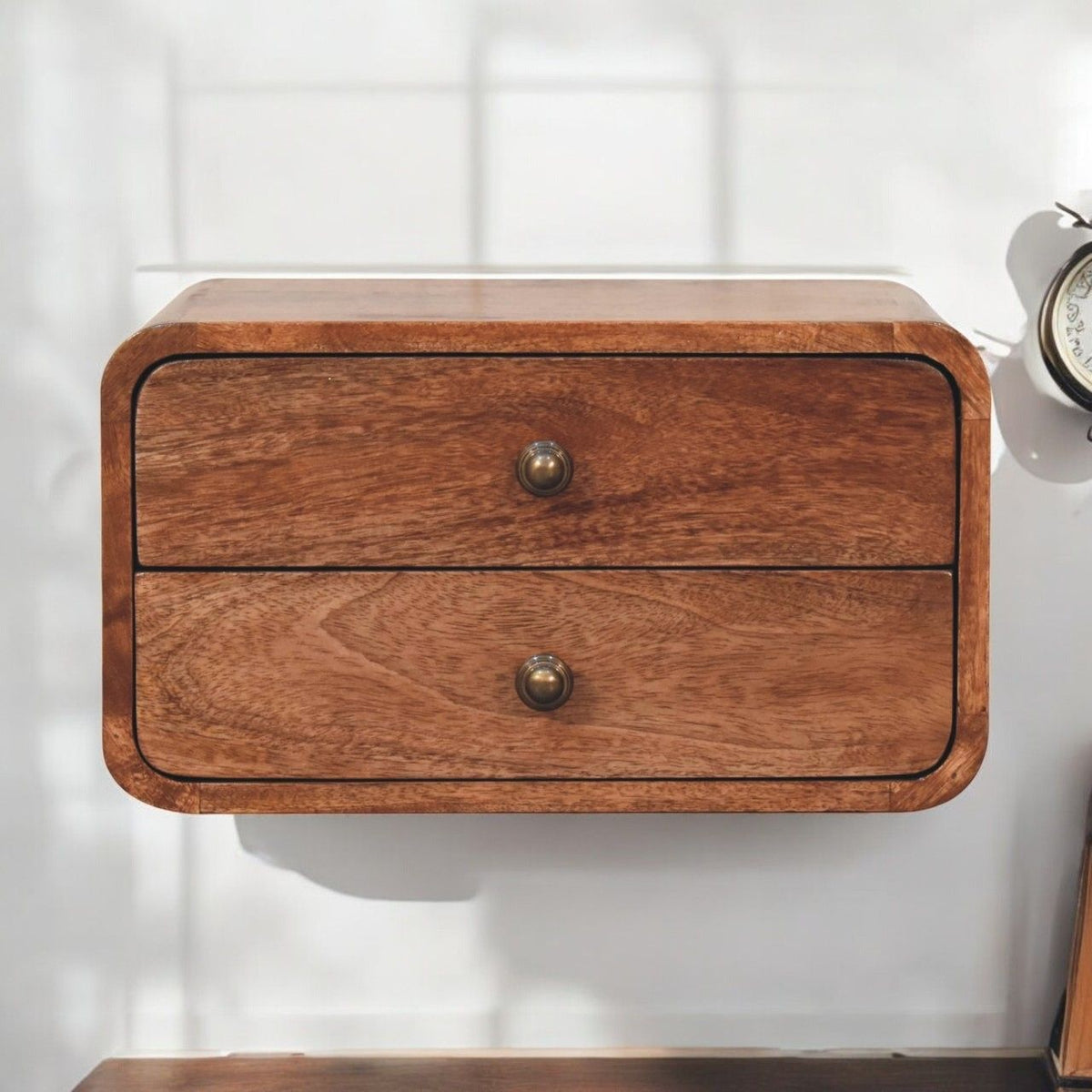 Curved Wall Mounted Bedside Nightstand