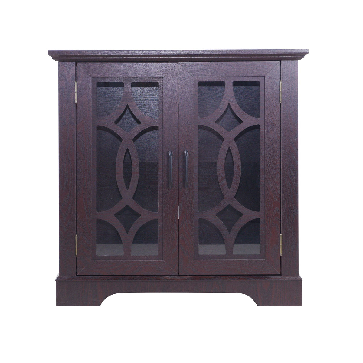 Modern Sideboard With Tempered Glass Doors - Ox Blood Red
