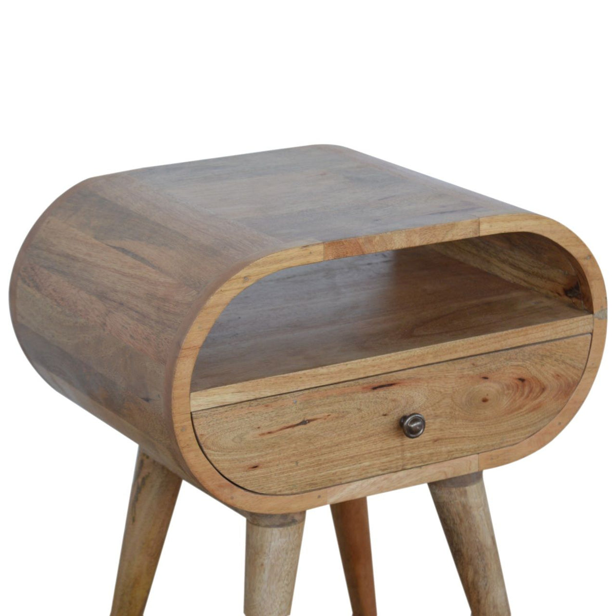Circular Open Slot Nightstand - Oak