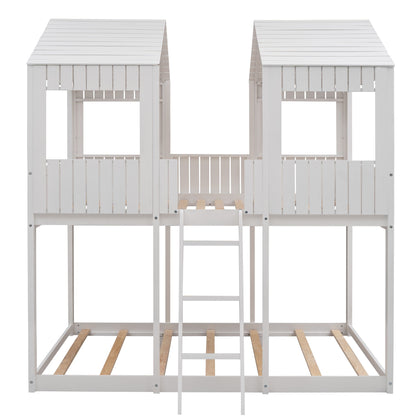 Bunk Bed With Roof, Window, Guardrail, Ladder