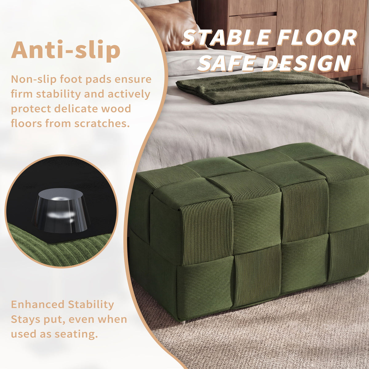 Modern Ottoman Foot Rest With Woven Design