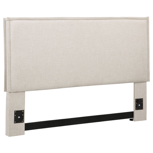 Queen / Full Size Upholstered Headboard With Flange Details - Sand