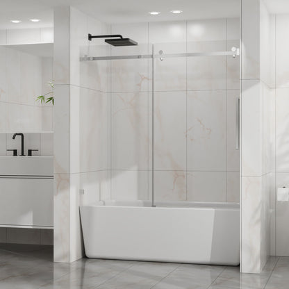 Frameless Tub Sliding Shower Door With Easy Clean Coating