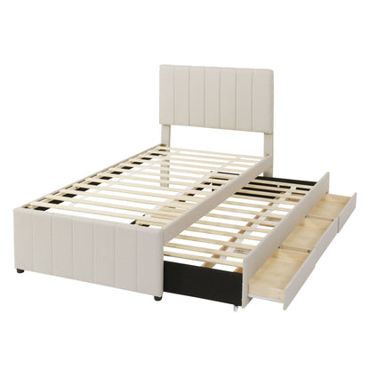 Upholstered Design Platform Bed With Trundle