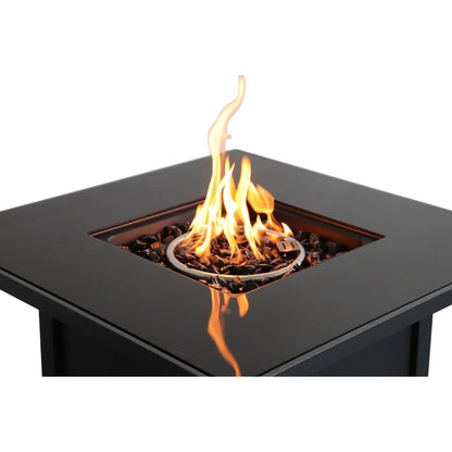 Powder Coated Fire Pit With Top - Black