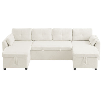 U-Shaped Sectional Sofa Bed With Storage And USB Ports