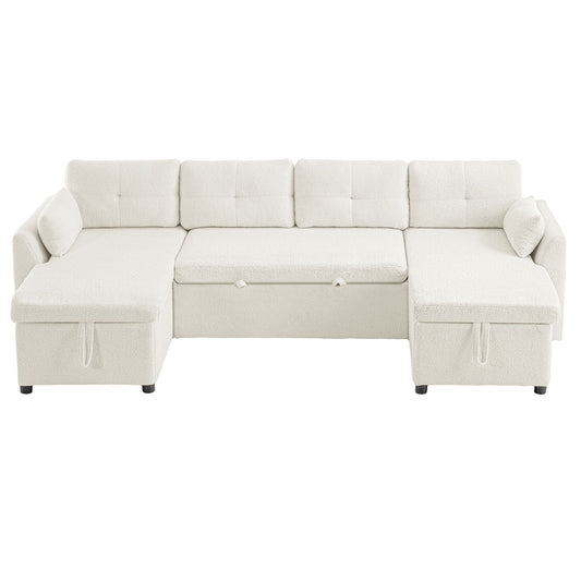 U-Shaped Sectional Sofa Bed With Storage And USB Ports