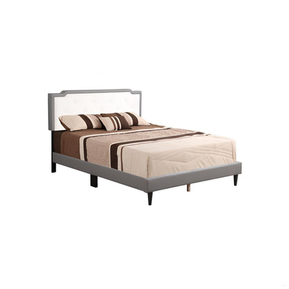 Queen Bed With Tufted Headboard - Light Gray