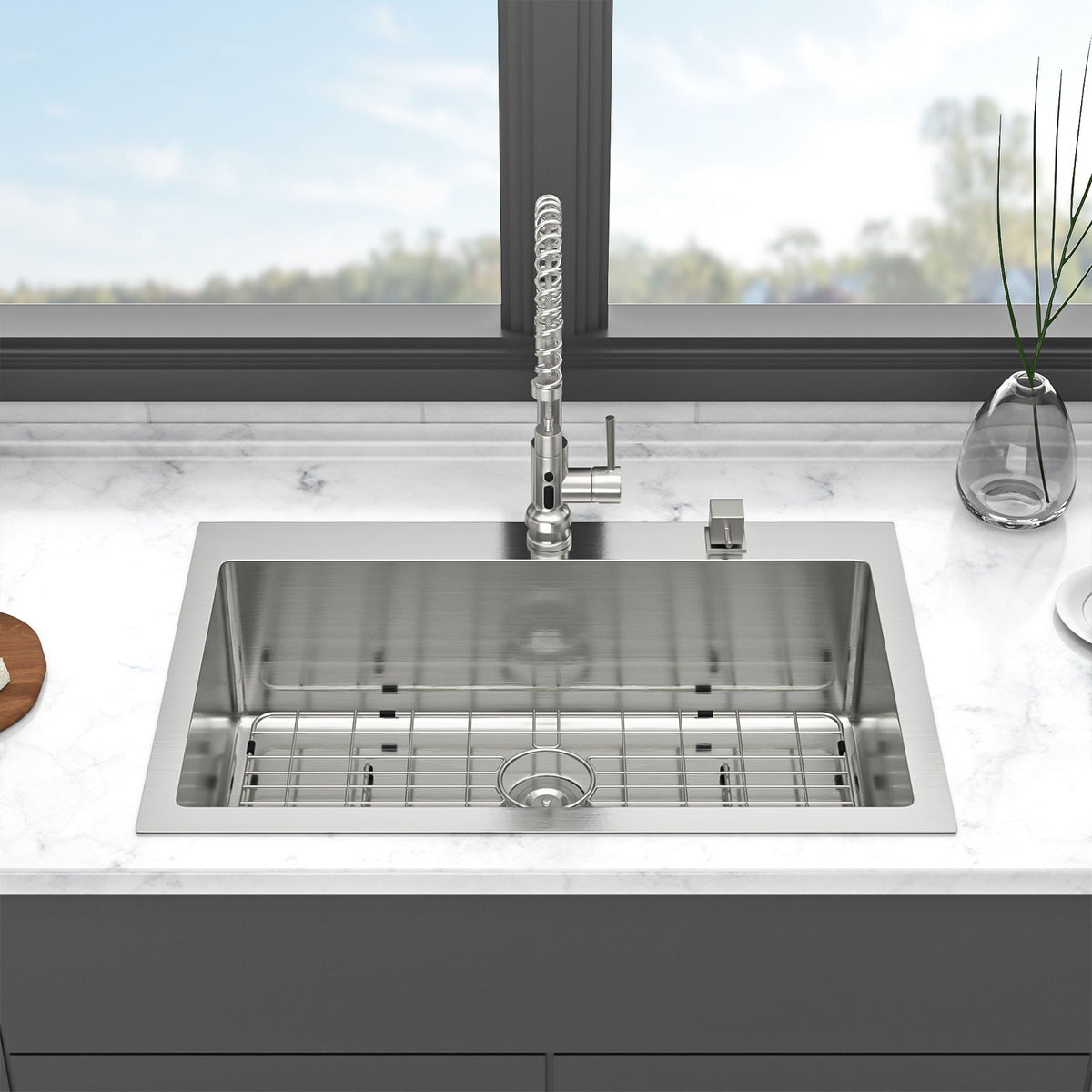 Kitchen Sink Drop In, Stainless Steel Single Bowl, Topmount