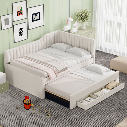 Upholstered Daybed With Trundle And 3 Drawers