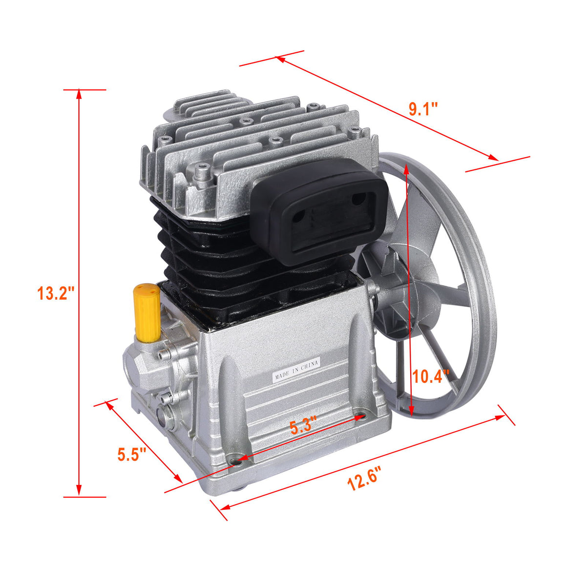 Piston 3Hp Air Compressor Head Pump 2.2Kw 115Psi - Silver