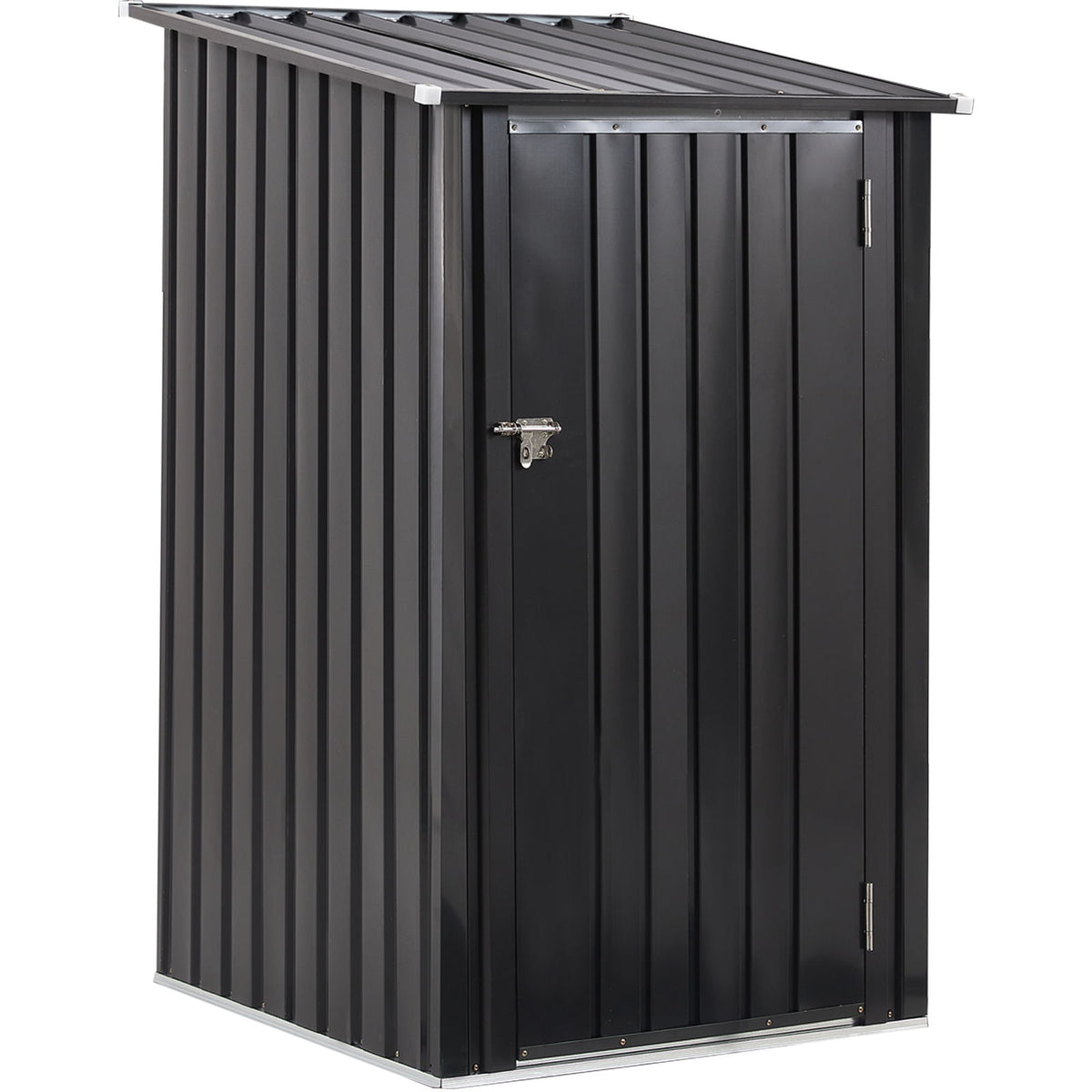Outdoor Storage Shed, Metal Steel Garden Shed With Single Lockable Door, Small Shed Outdoor Steel Utility Tool Shed For Backyard Patio Garden Lawn - Dark Gray