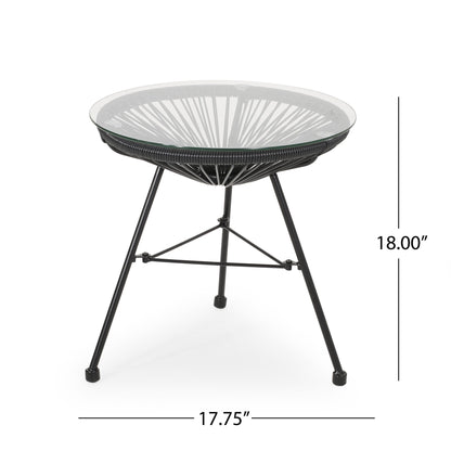 Nusa - Modern Rattan Side Table With Tempered Glass Top