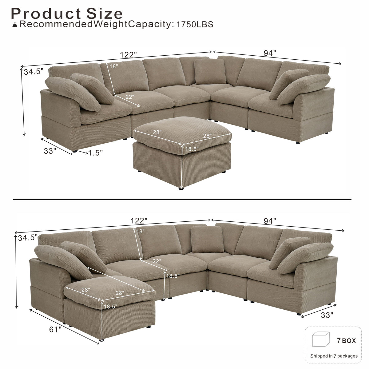 Modular Cloud Sofa, Freely Configurable Corner