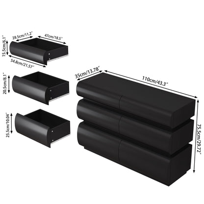 Minimalist Modern 6 Drawer Dresser, Handle Free Design With Wide Storage