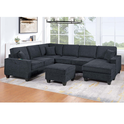 5 Piece Sectional Set With Left Arm Loveseat With USB Port