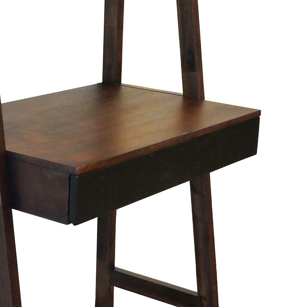 Ladder Desk, Ladder Style Display Shelf - Natural Wood / Brown