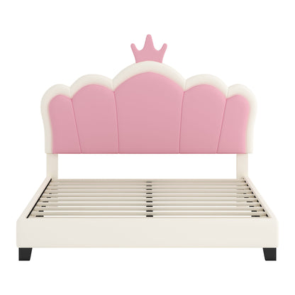 Upholstered Princess Platform Bed With Crown Headboard