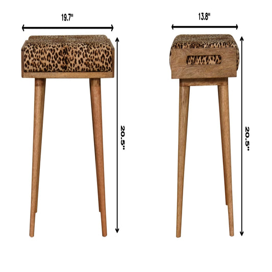 Leopard Tray Style Footstool - Brown Oak