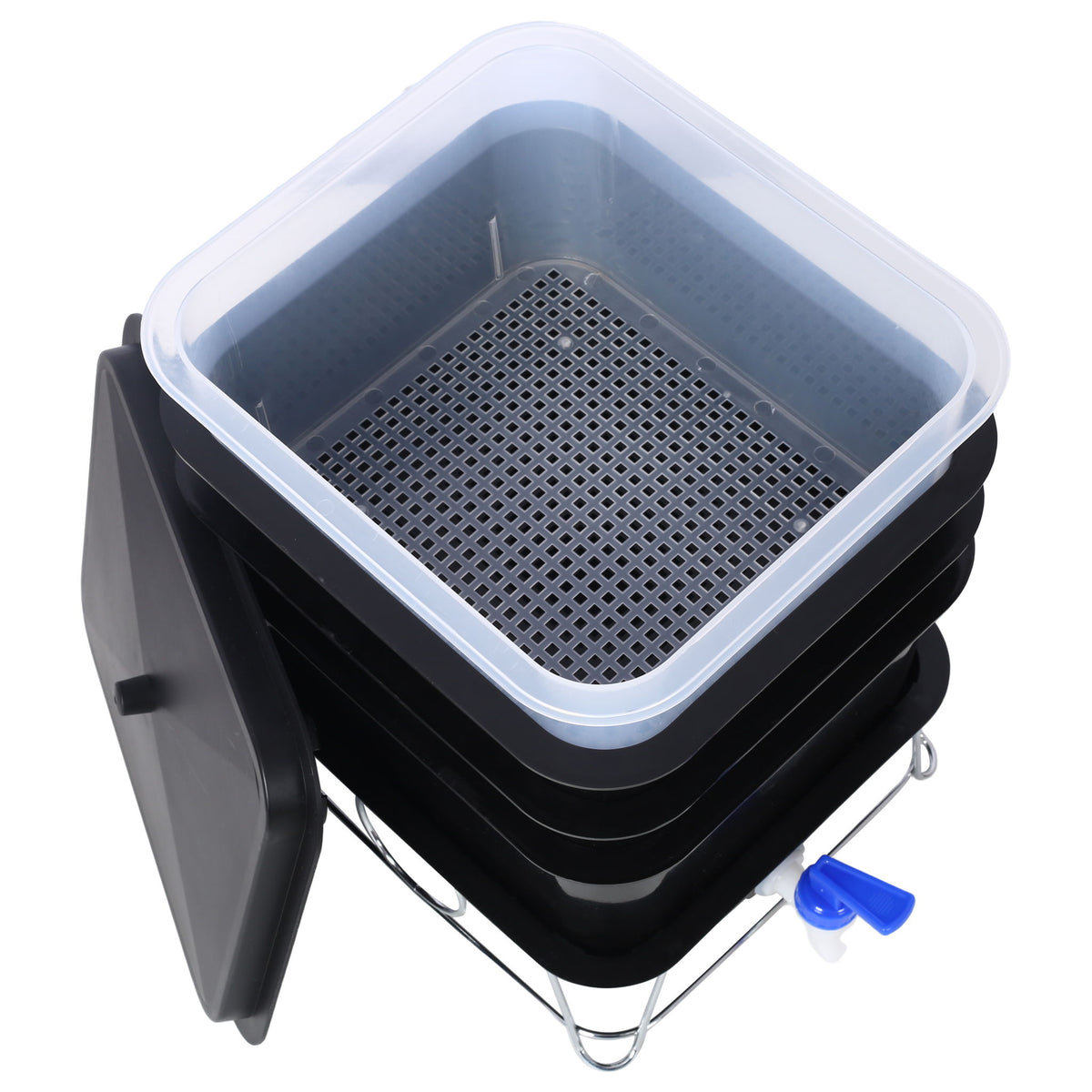 Durable Worm Farm Composting Bin With 4 Tray System For Food Waste Recycling Plastic - Black
