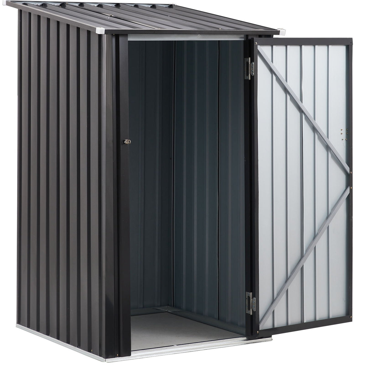 Outdoor Storage Shed, Metal Steel Garden Shed With Single Lockable Door, Small Shed Outdoor Steel Utility Tool Shed For Backyard Patio Garden Lawn - Dark Gray