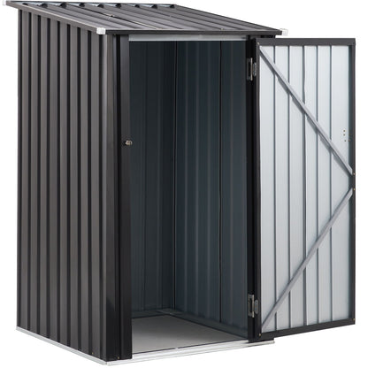 Outdoor Storage Shed, Metal Steel Garden Shed With Single Lockable Door, Small Shed Outdoor Steel Utility Tool Shed For Backyard Patio Garden Lawn - Dark Gray