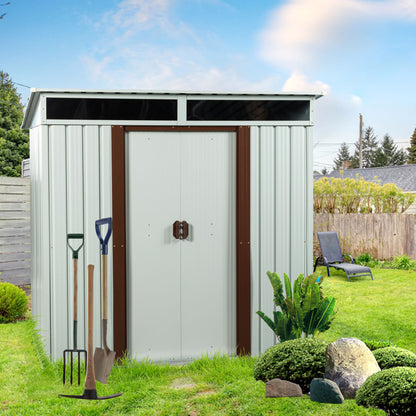 Outdoor Metal Storage Shed - White